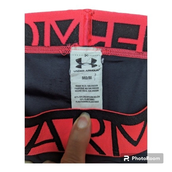 Under Armour Spandex Compression Shorts Black with Pink Waistband - Picture 2 of 4
